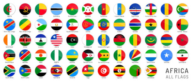 ilustrações, clipart, desenhos animados e ícones de africa flags - coleção completa de vetores - flag national flag africa african culture