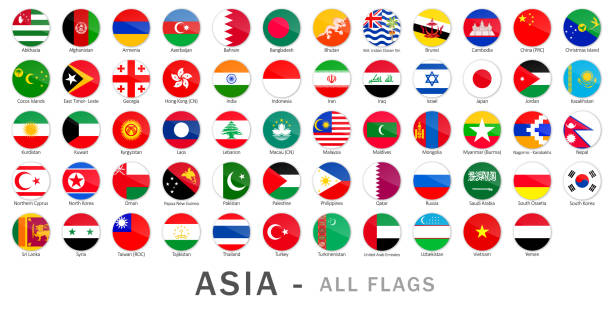 флаги азии - полная коллекция векторов - united arab emirates flag circle united arab emirates flag stock illustrations