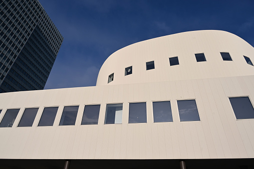 Taichung, Taiwan- August 27, 2023: Modern building view of the National Taichung Theater in Taiwan. This is the only national performing arts center in central Taiwan.