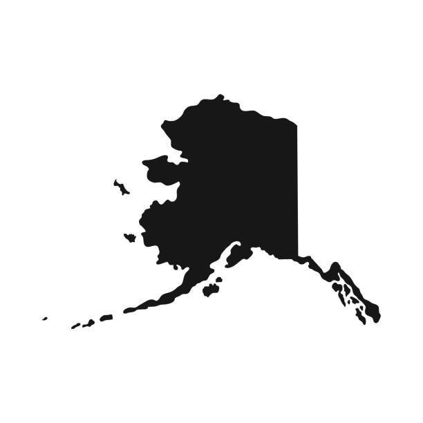 silhouette der staatsgrenze von alaska. - alaska stock-grafiken, -clipart, -cartoons und -symbole