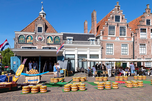 Edam, Netherlands, August 10, 2022;  Cheese market in the Dutch city of Edam.