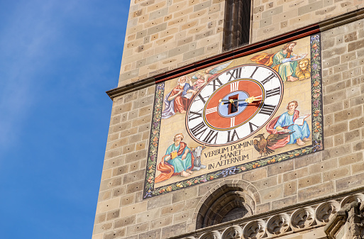 A picture of The Black Church's clock in Brasov.