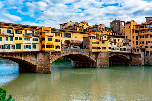 Ponte Vecchio bridge over Arno river in Florence, Italy