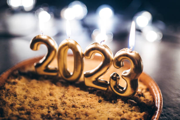 istock Cake with 2023 candles for the new year 1449872612