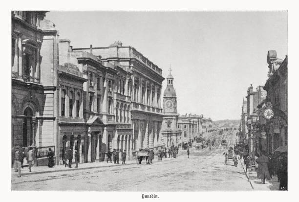istock Historical view of Dunedin, New Zealand, halftone print, published in 1899 1449878209