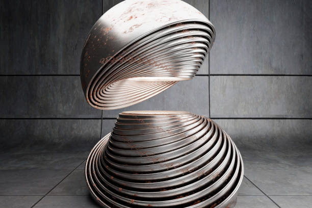 istock Rusty steel bowl array forming a product marketing stage template. 1449881725