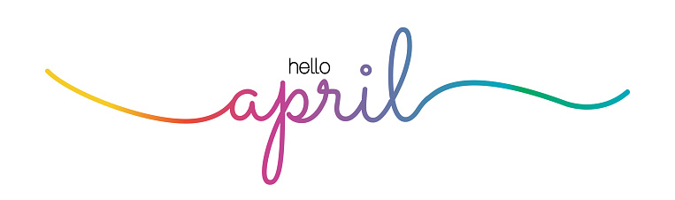 Hello April lettering vector stock illustration. Handwriting month name vector illustration.