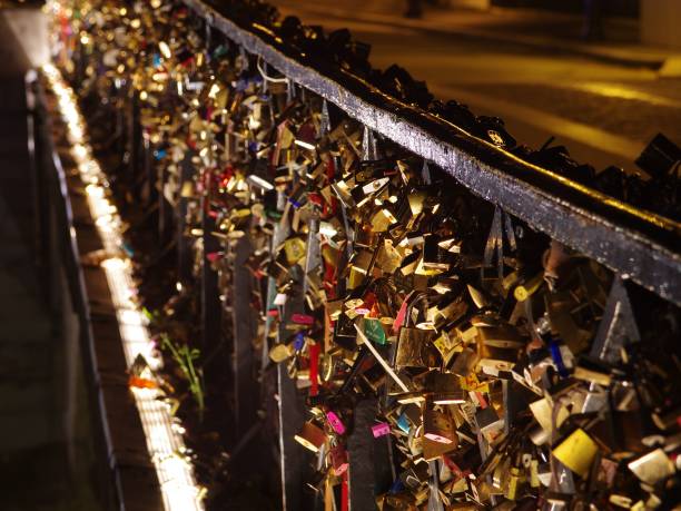 istock Group of love locks on the bridge 1449886654
