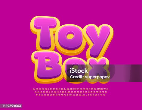 istock Vector funny Emblem Toy Box. Colorful Alphabet Letters, Numbers and Symbols set 1449894063