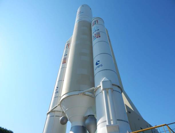 December 16, 2022, Toulouse (France) Ariane 5 is a European heavy-lift space launch vehicle developed and operated by Arianespace for the European Space Agency (ESA). It is launched from the Centre Spatial Guyanais (CSG) in French Guiana stock photo