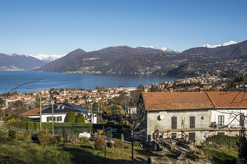 High angle view of Gernignaga on the Lake Maggiore