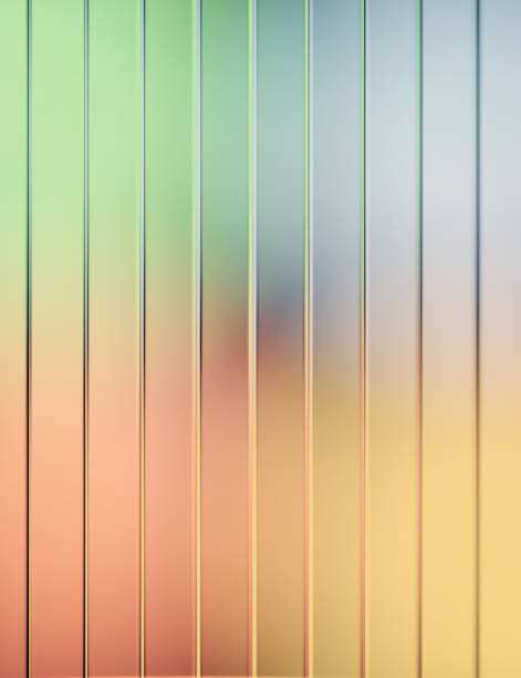 Striped frosted glass with coloured lights stock photo