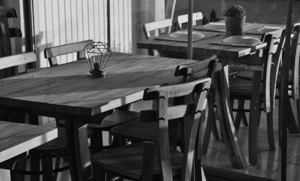 istock Table, chair, sunset and mediterranean restaurant 1449911955