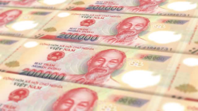 Vietnamese Dong currency printing press seamless loop stock video