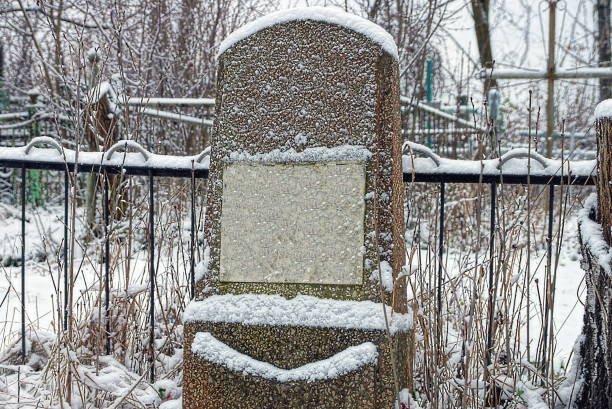 istock one brown granite stone monument stands on a grave i 1449915711