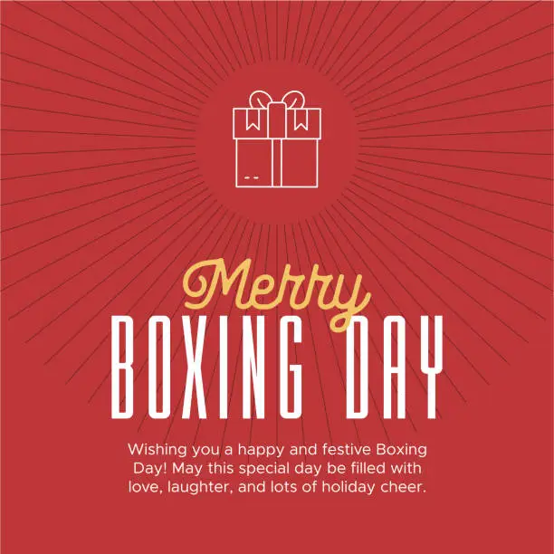 Vector illustration of Merry Boxing Day Celebration Design - Festive Boxing Day Greeting Card and Happy Boxing Day Banner