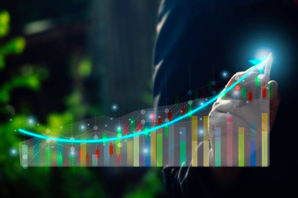 istock Business man pointing graph for success  growing growth 1449925143
