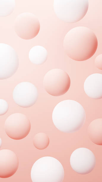 istock 3D Illustration.Multiple white and pink spheres on pink background. Background material. (Vertical) 1449933891