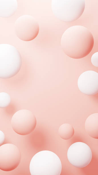 istock 3D Illustration.Multiple white and pink spheres on pink background. Background material. Copy space (Vertical) 1449933906