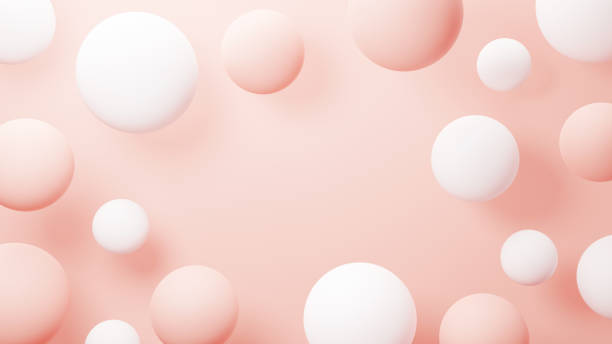 istock 3D Illustration.Multiple white and pink spheres on pink background. Background material. Copy space (horizontal) 1449933912