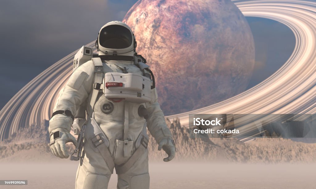 Astronaut exploring remote planet Astronaut Stock Photo