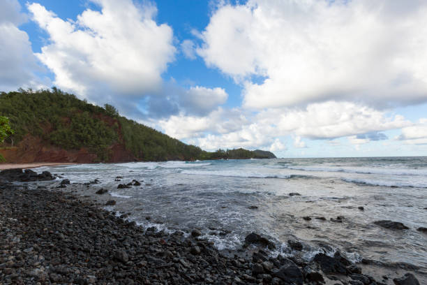 istock A wave crashes into the rocky shoreline of Hawaii 1449944163