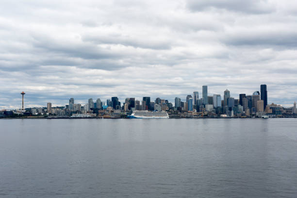 istock Downtown Seattle Waterfront Aerial View at Sunset at Puget Sound 1449944267