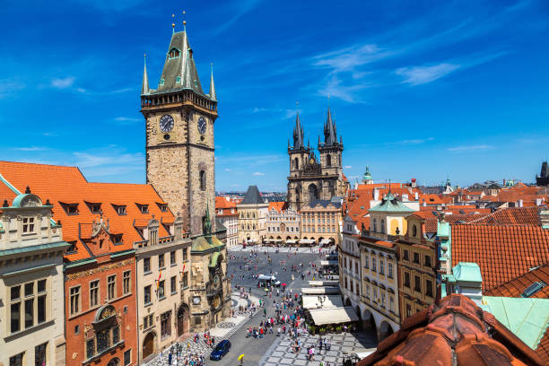 istock Panoramic aerial view of Prague 1449954126