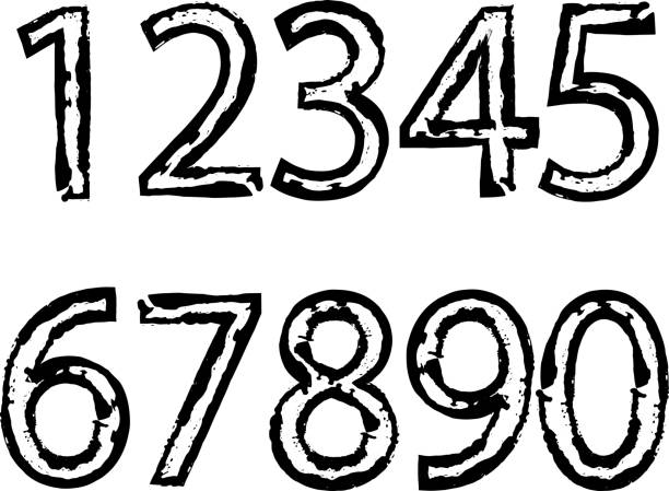 istock A set of hand-drawn numbers that look like they were drawn with a brush / illustration material (vector illustration) 1449961723