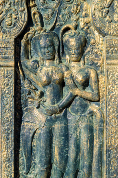 Apsaras at Prasat Banteay Pir Chaon, a laterite temple at Koh Ker, a remote archaeological site in northern Cambodia about 120 kilometres from the ancient site of Angkor.
