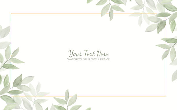 istock Manual painted of aesthetic watercolor leaves as background frame. 1449964310
