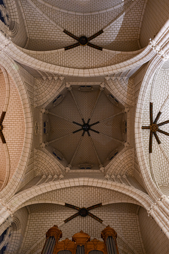 Madrid, Comunidad de Madrid, Spain, Europe. Iglesia de Santa Cruz (Holy Cross Church), 1889-1902. The vaulted ceiling of the church.