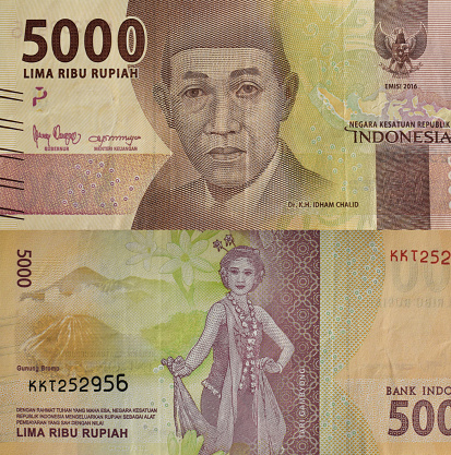 Portrait from Indonesian 5000 Rupiah 2016 Banknotes. The front and back