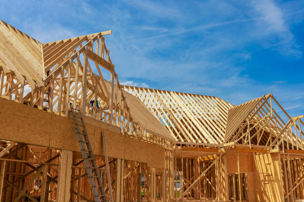 istock The framing beams of house in construction. 1449970250