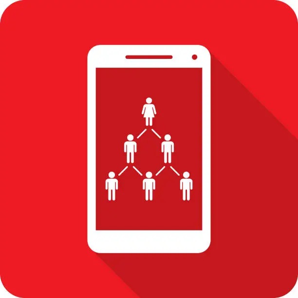 Vector illustration of Businesswoman Pyramid Smartphone Icon Silhouette