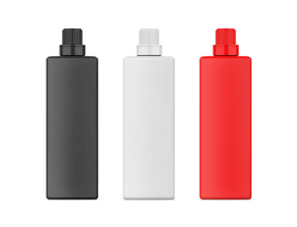 istock Cosmetic plastic bottle with screw cap mockup template for branding and promotion, 3d render illustration 1449973982