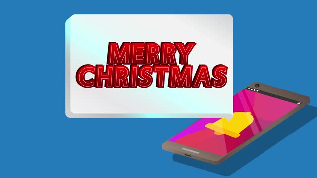 Merry Christmas Text on notification bubble from portable information device screen.