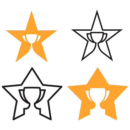 Champion star, Trophy in the star. Vector logo icon template