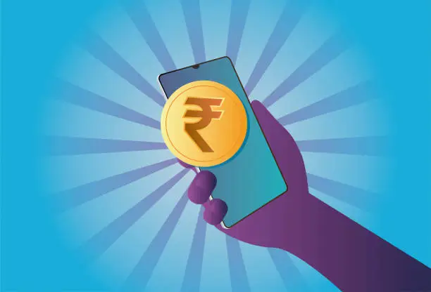Vector illustration of Mobile phones and Indian rupees