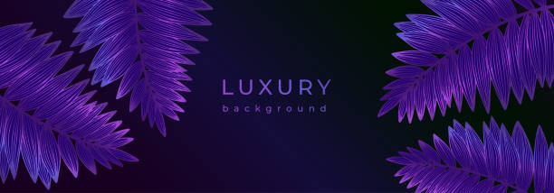 istock Luxury tropical banner with shiny purple leaves 1450000001