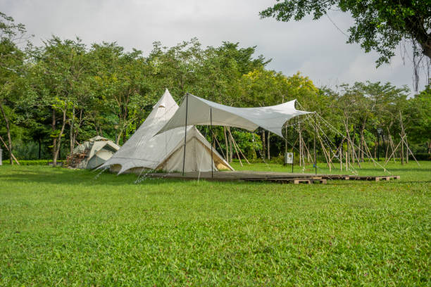istock Camping tents on the park lawn 1450001194