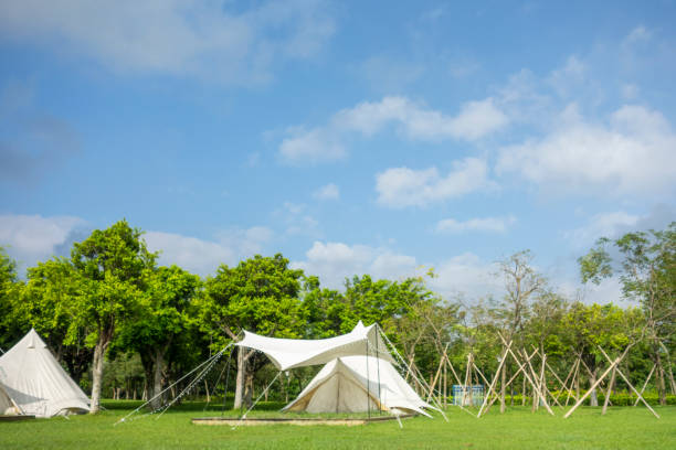 istock Camping tents on the park lawn 1450001947