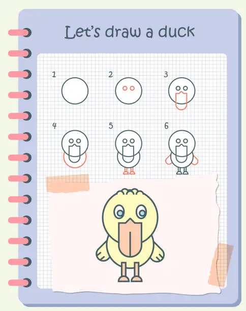 Vector illustration of How to draw worksheet for kids stock illustration