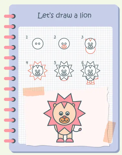 Vector illustration of How to draw worksheet for kids stock illustration