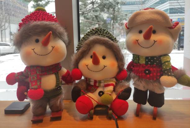 Snowman on red background