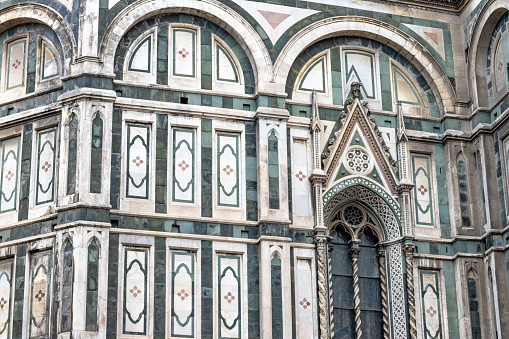 Architectural Detail on Piazza del Duomo of Florence in Tuscany, Italy