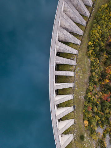 water dam view from above, renewable energy, hydro electricity power plant