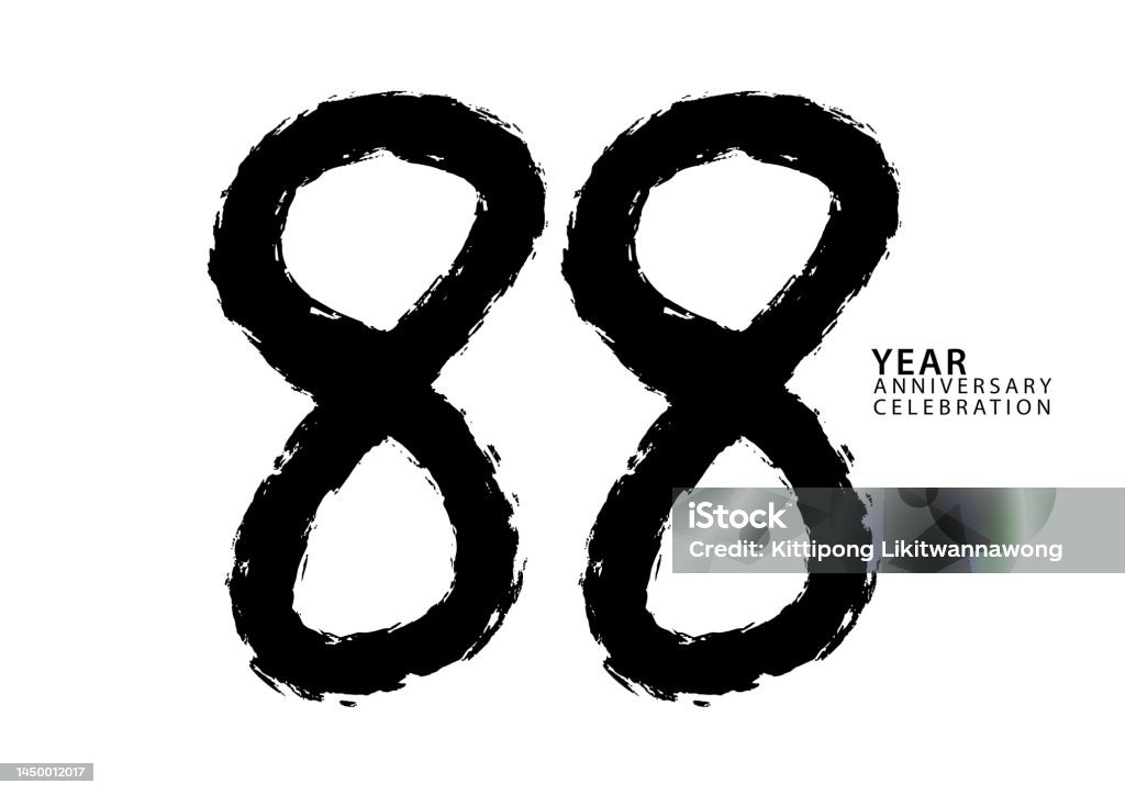 88th Number 88 Year Anniversary Celebration Black Color Logotype Vector 88 Number ...