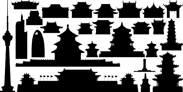 Beijing Monuments Silhouette