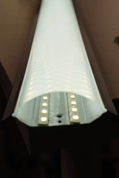istock included LED lamp on a dark background. internal device. 1450012486